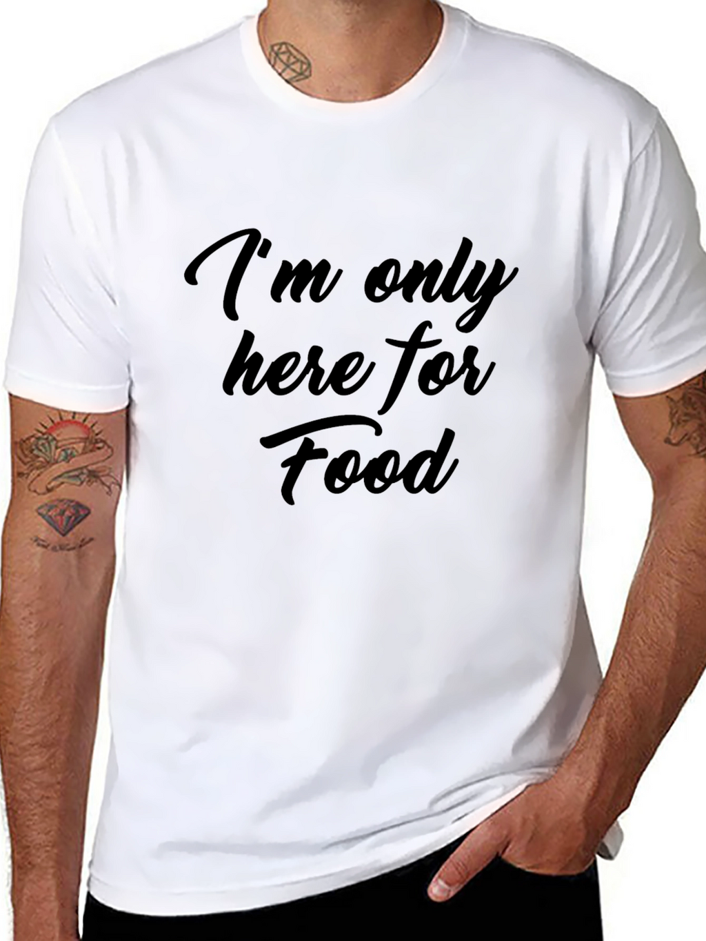 Im Only Here For Food Black T-Shirt