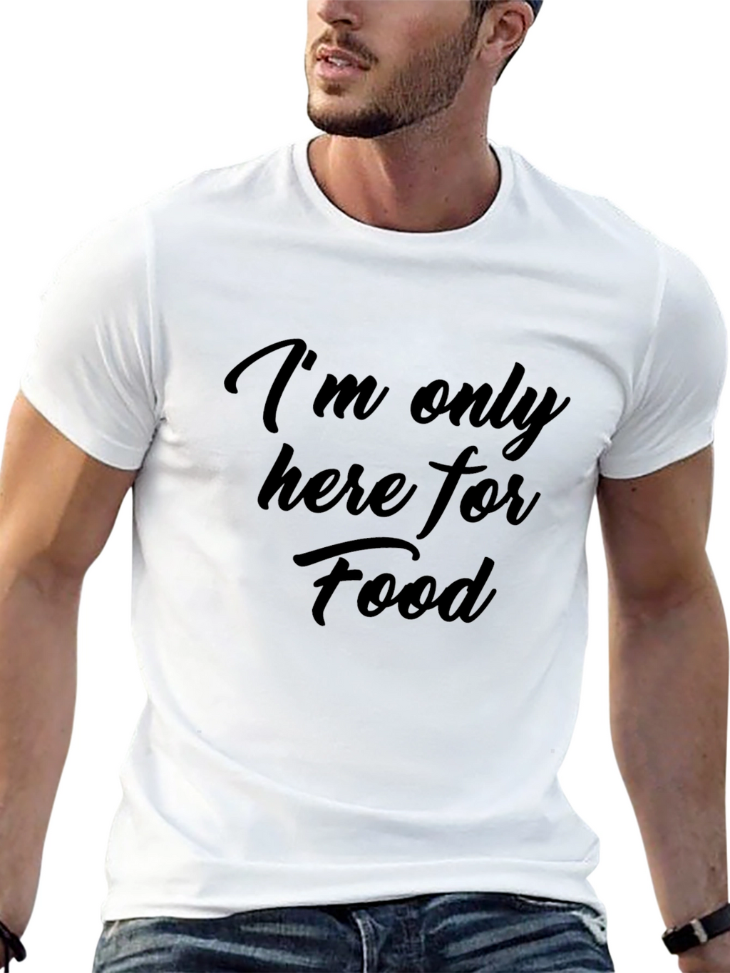 Im Only Here For Food Black T-Shirt