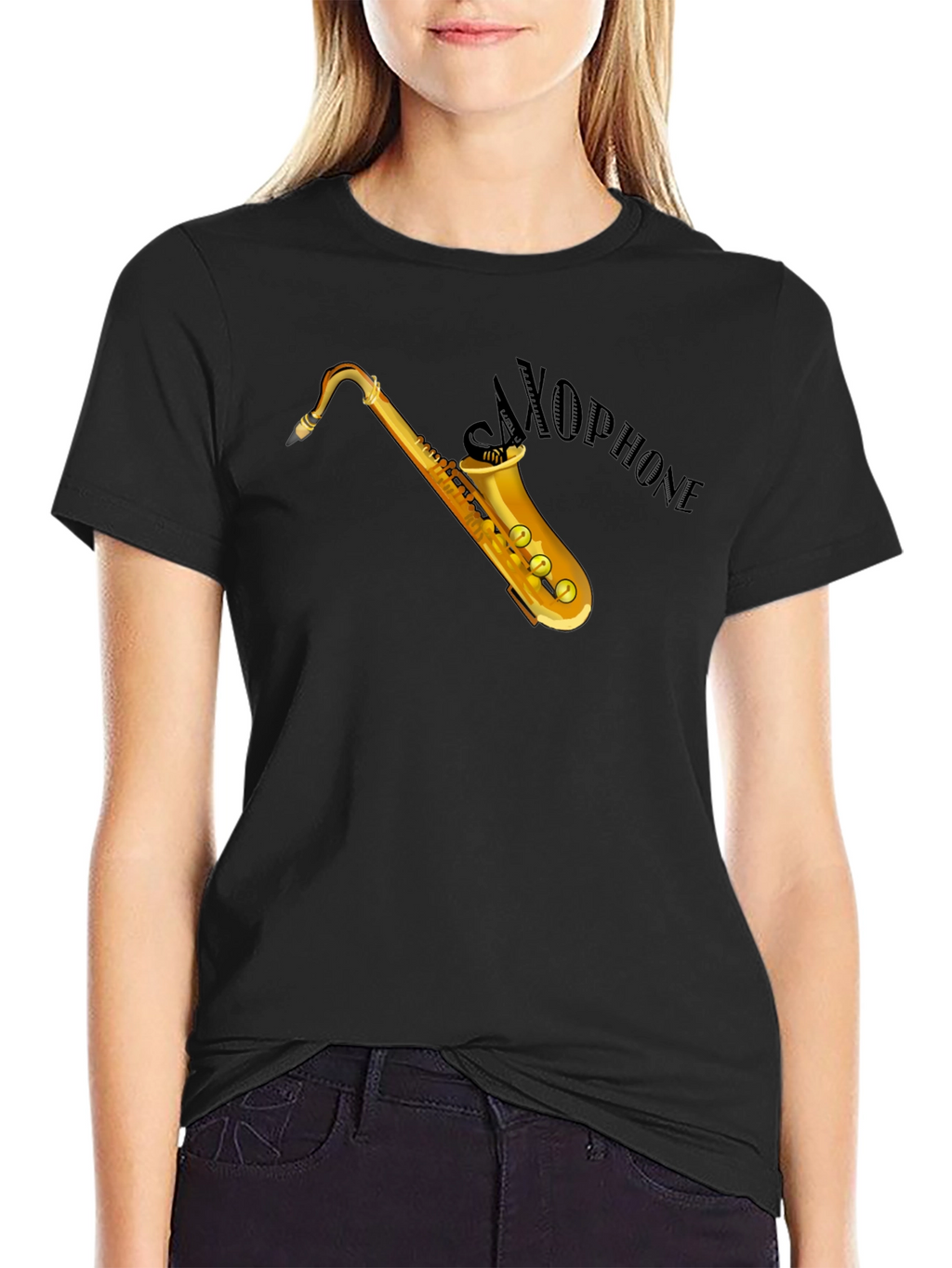 Saxophone Graphic Black T-Shirt - Music Lover Tee