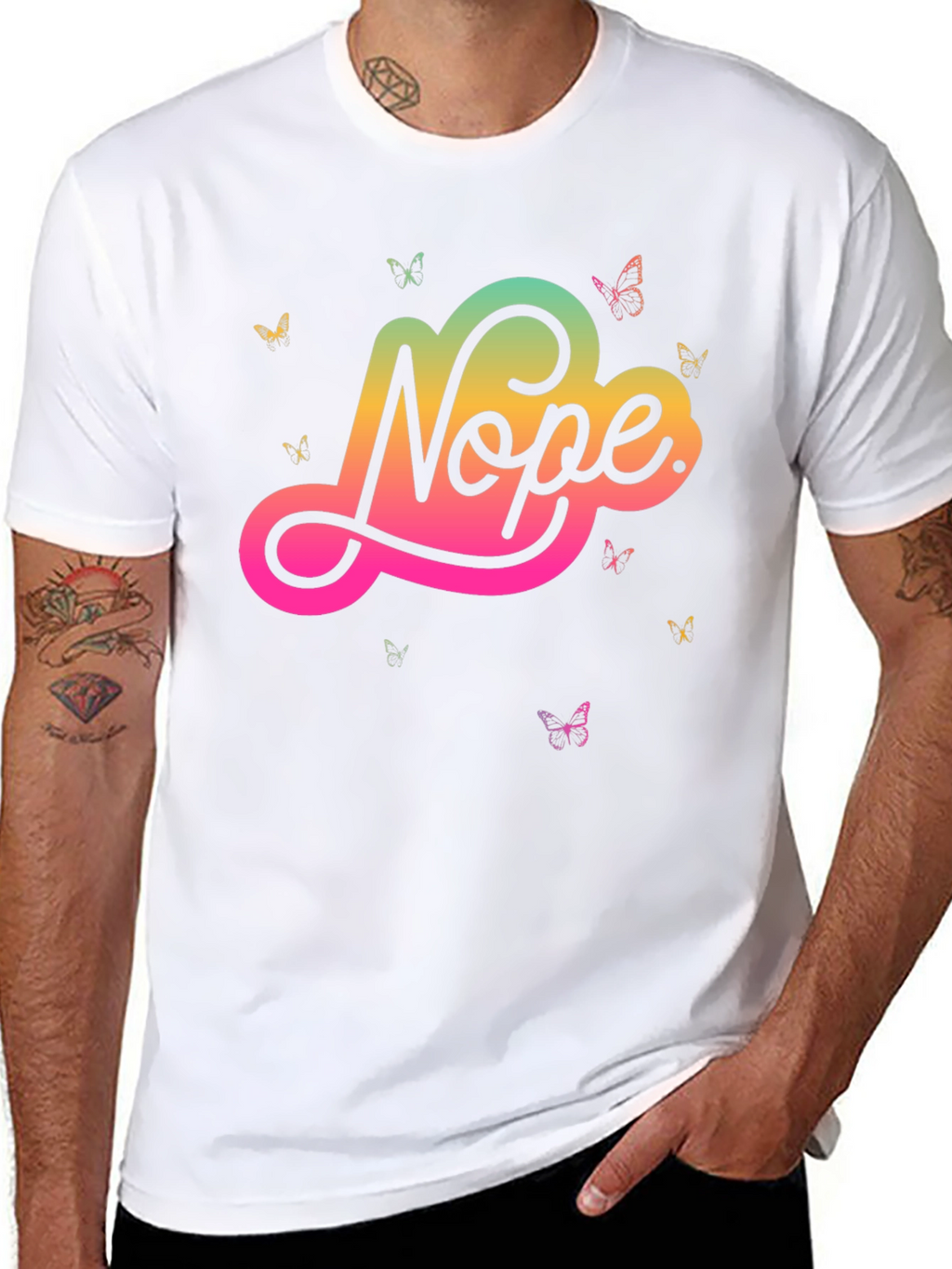 Nope Butterfly Graphic Black T-Shirt