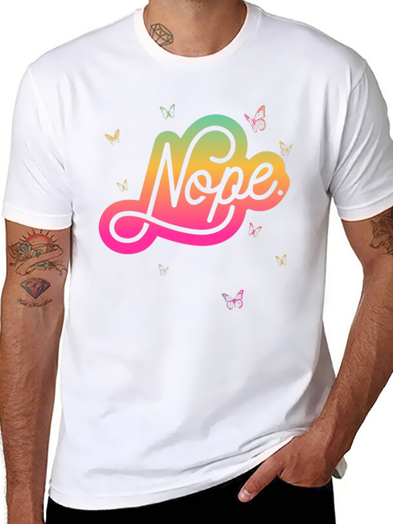 Nope Butterfly Graphic Black T-Shirt