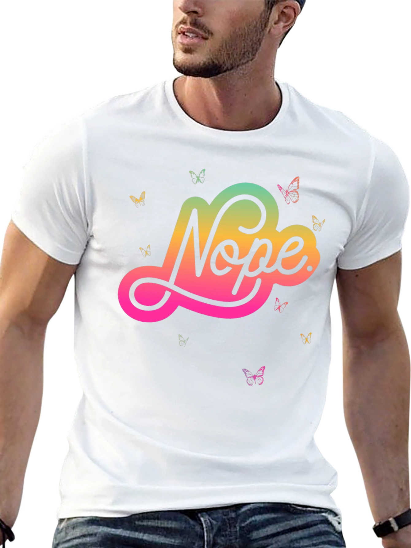 Nope Butterfly Graphic Black T-Shirt