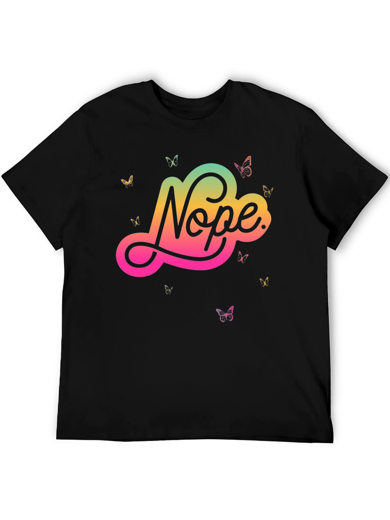 Nope Butterfly Graphic Black T-Shirt