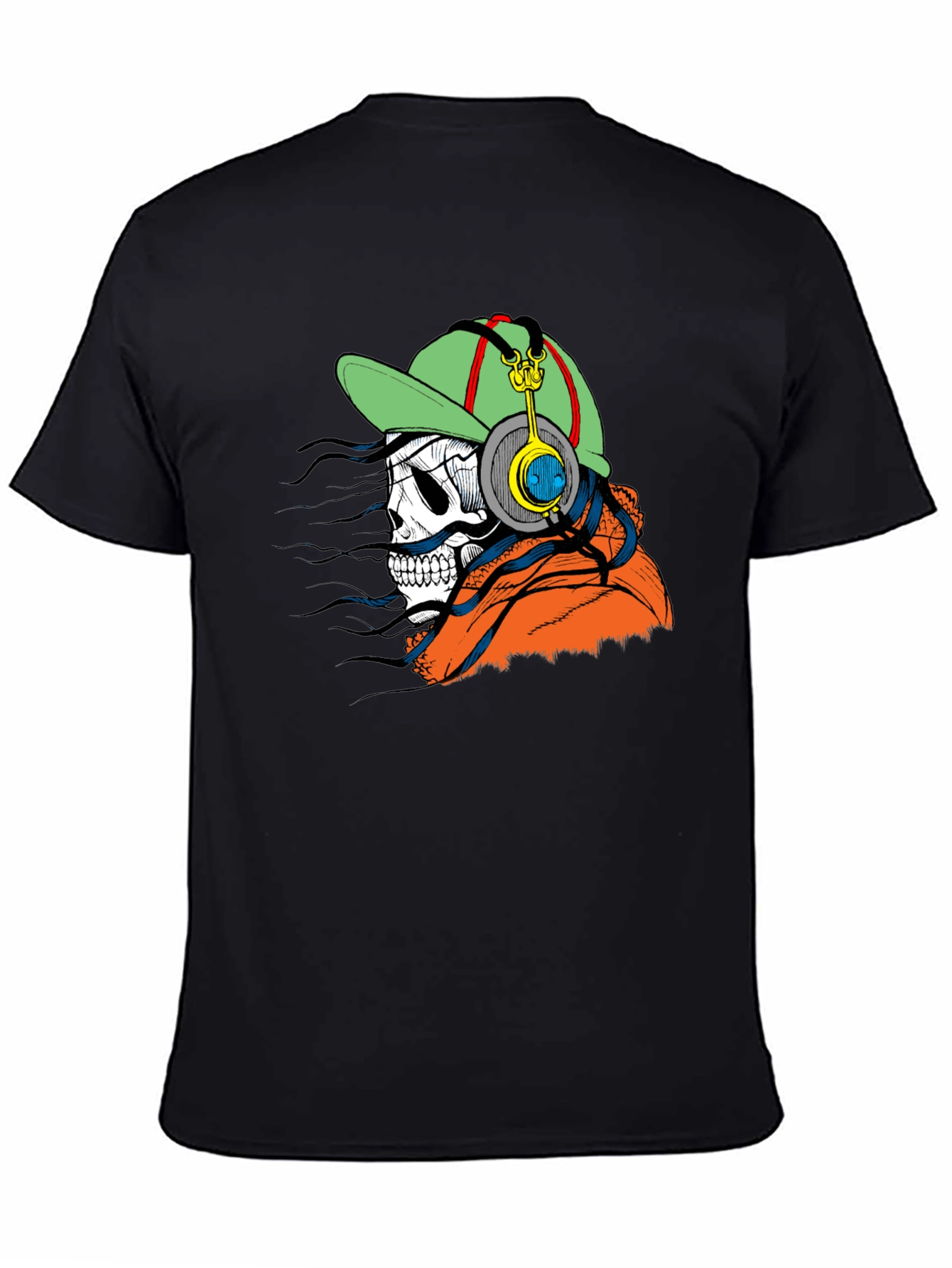 Skull Headphone Graphic Tee - Mens Black T-Shirt
