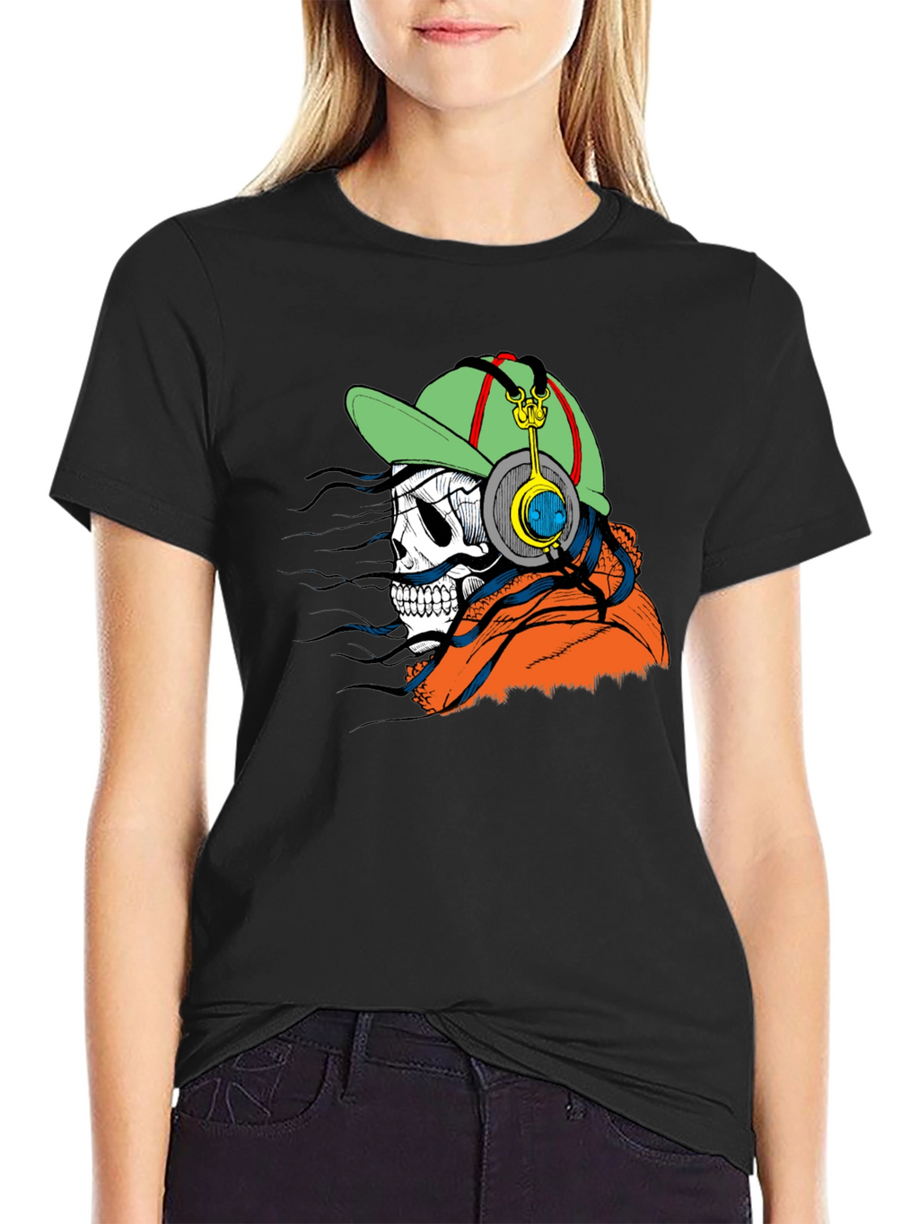 Skull Headphone Graphic Tee - Mens Black T-Shirt