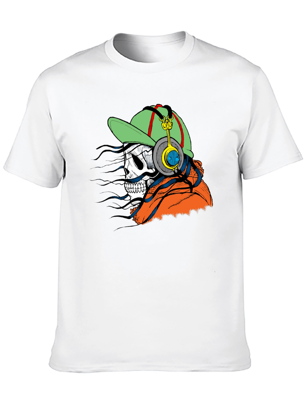 Skull Headphone Graphic Tee - Mens Black T-Shirt