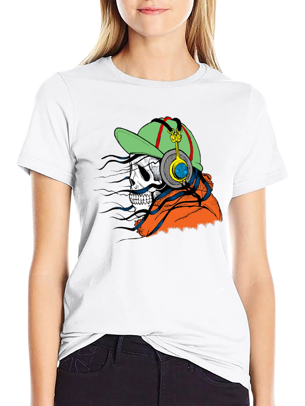 Skull Headphone Graphic Tee - Mens Black T-Shirt