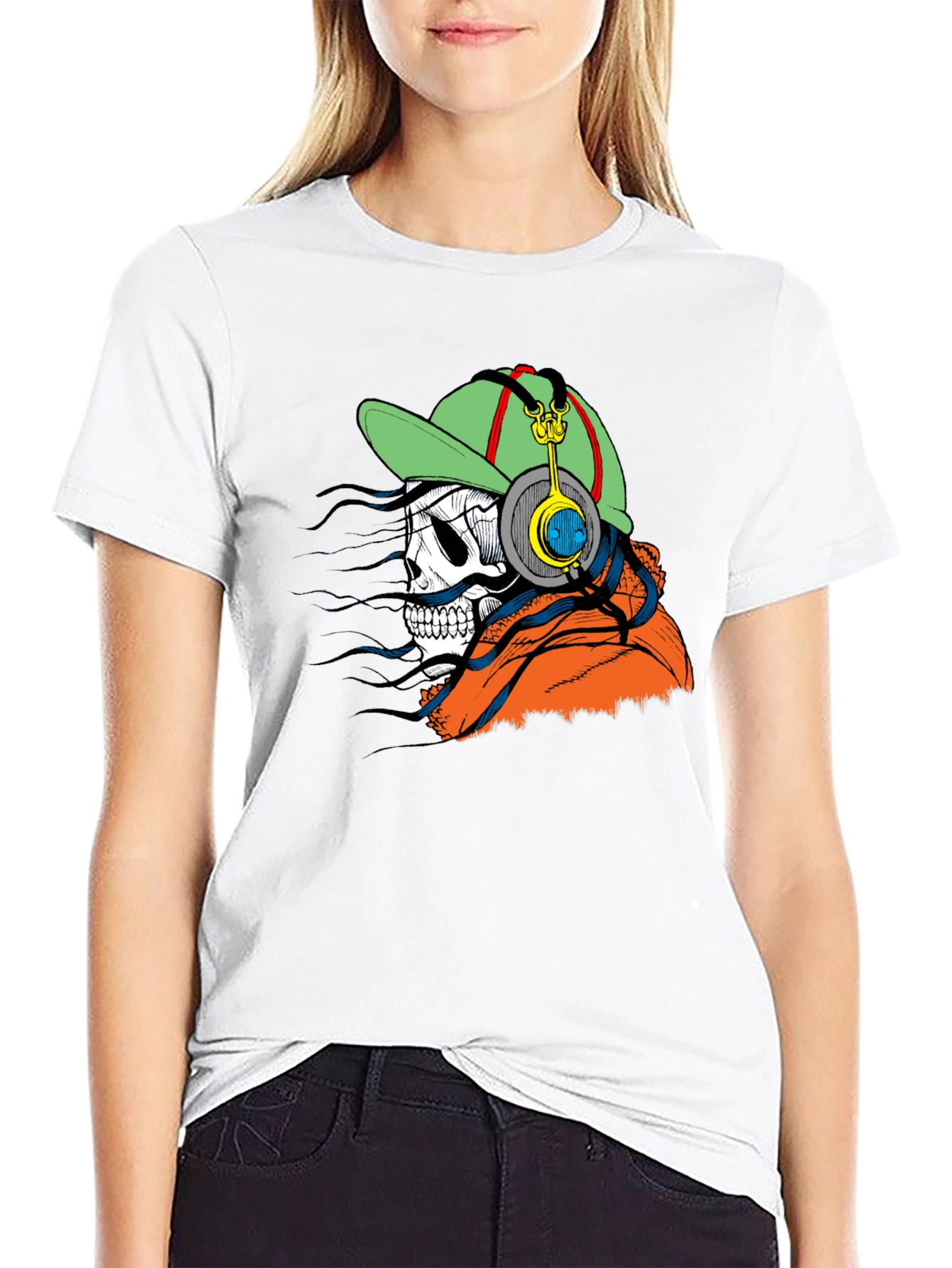Skull Headphone Graphic Tee - Mens Black T-Shirt