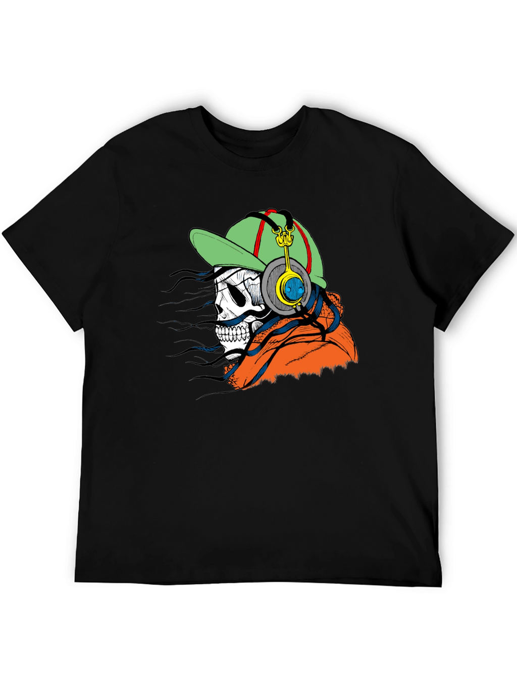 Skull Headphone Graphic Tee - Mens Black T-Shirt