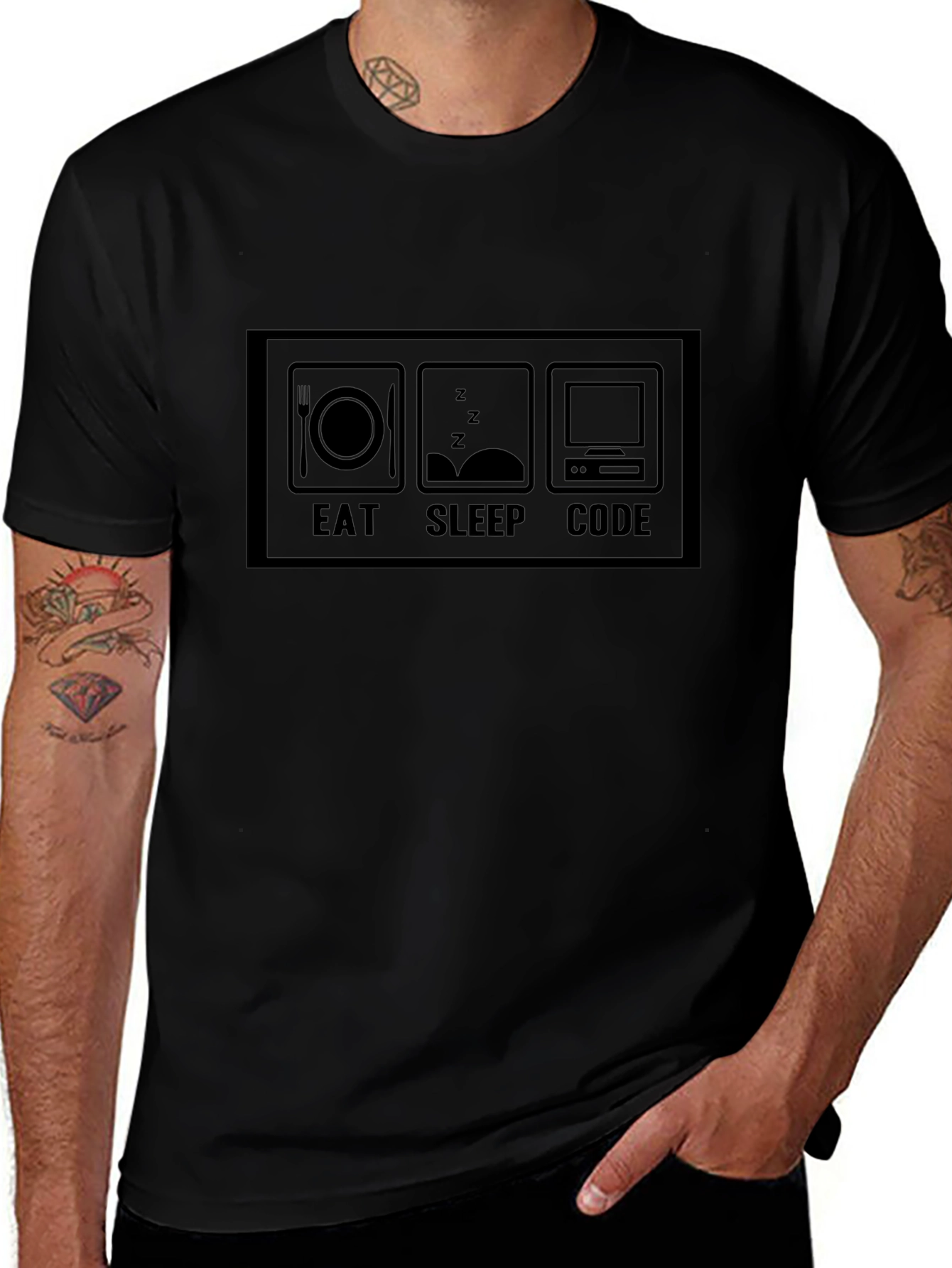 Eat Sleep Code Black T-Shirt Programmer Gift