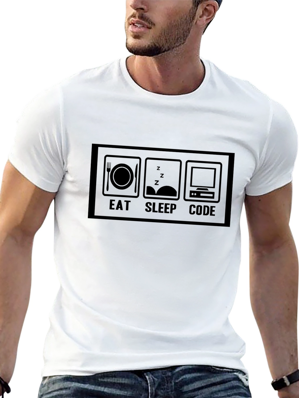 Eat Sleep Code Black T-Shirt Programmer Gift
