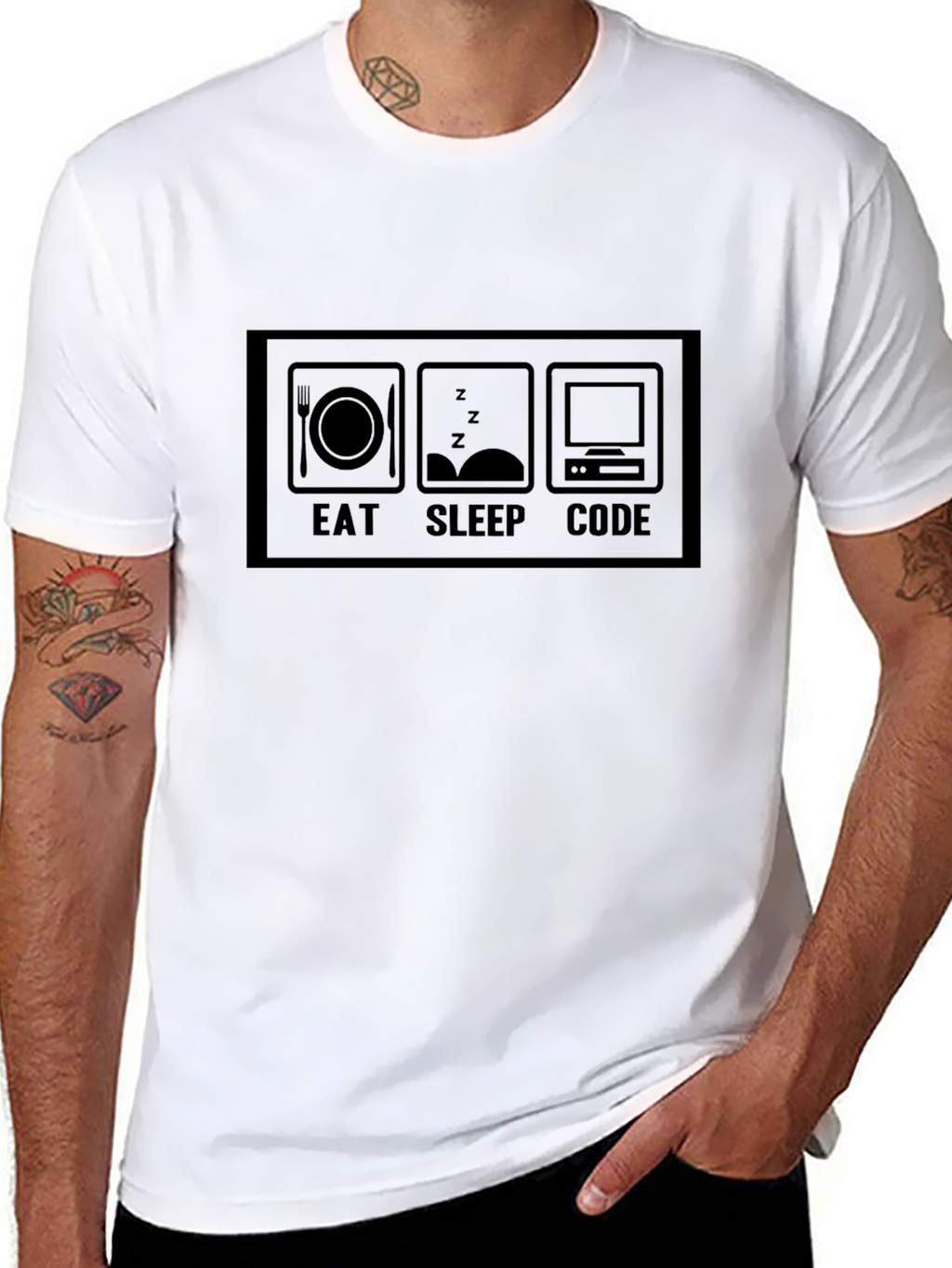 Eat Sleep Code Black T-Shirt Programmer Gift