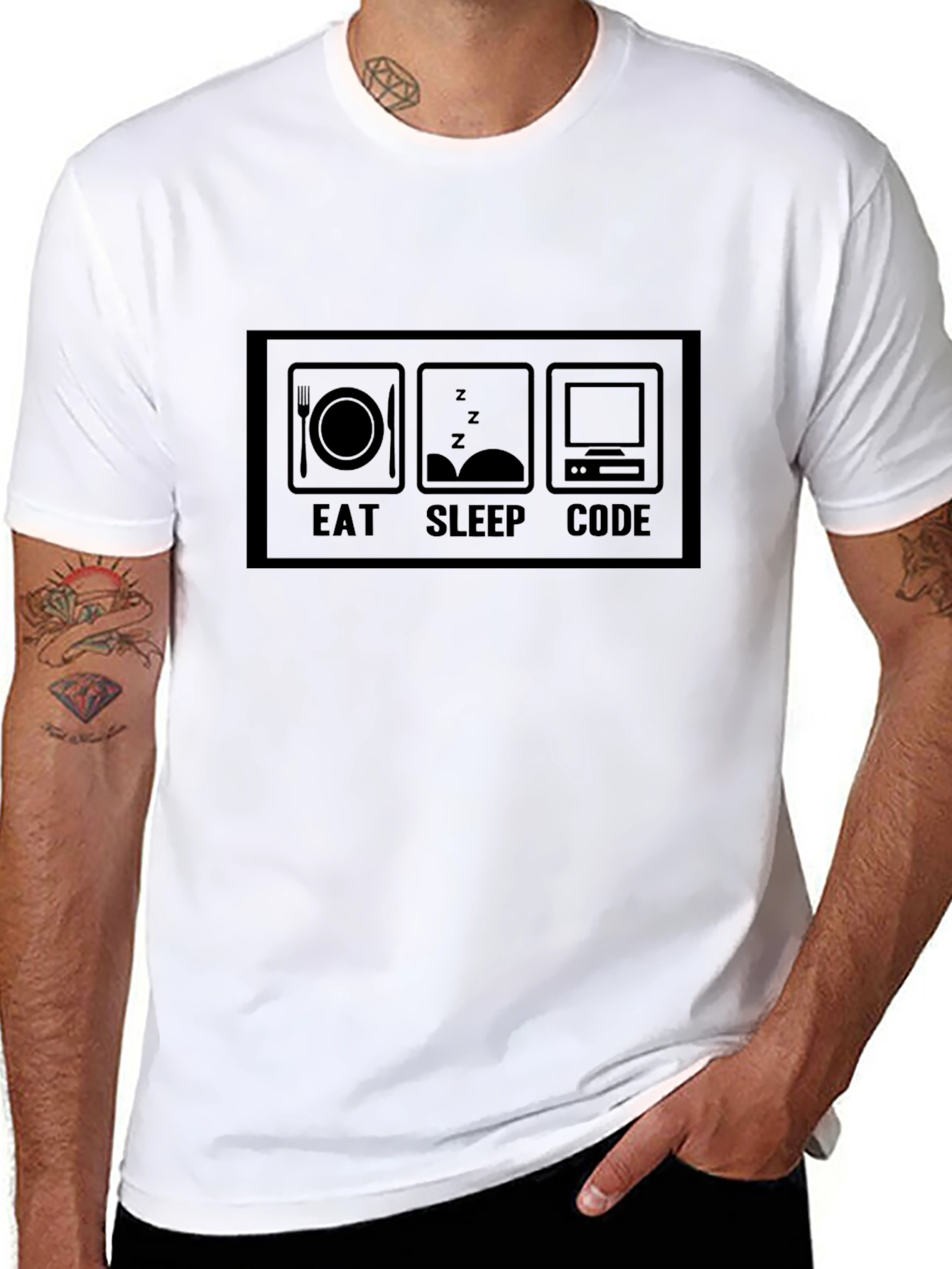 Eat Sleep Code Black T-Shirt Programmer Gift