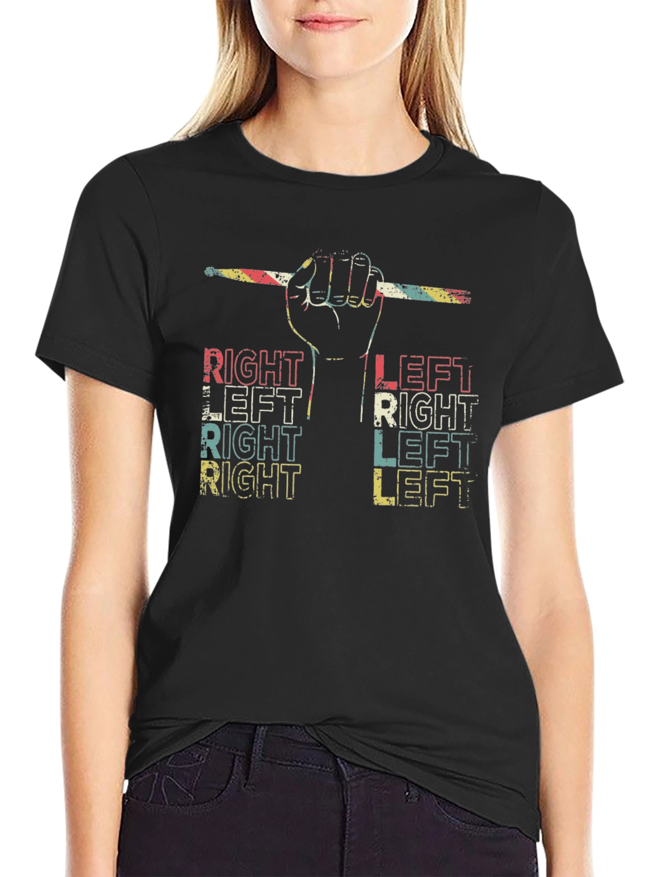 Retro Drumming Right Left T-Shirt