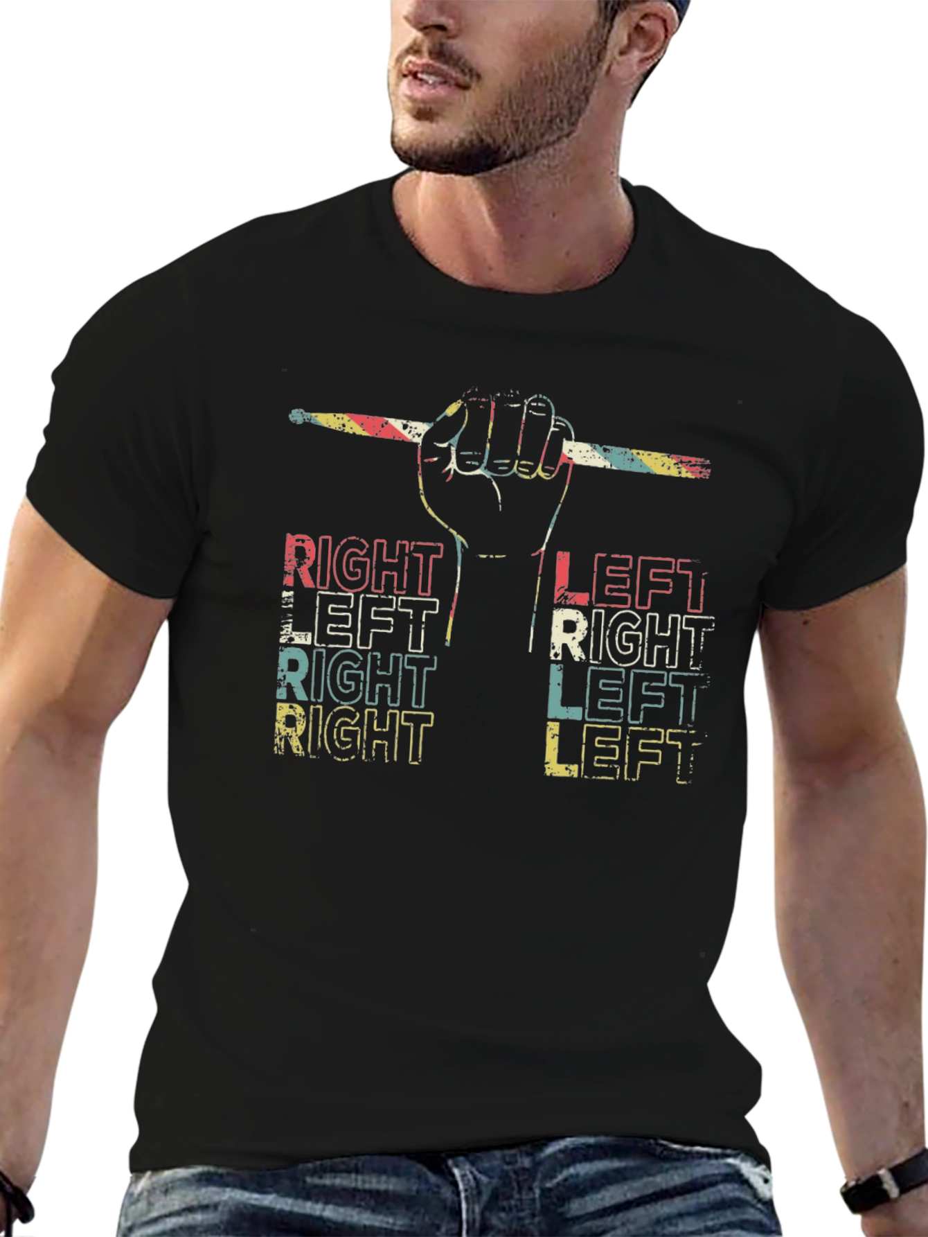 Retro Drumming Right Left T-Shirt