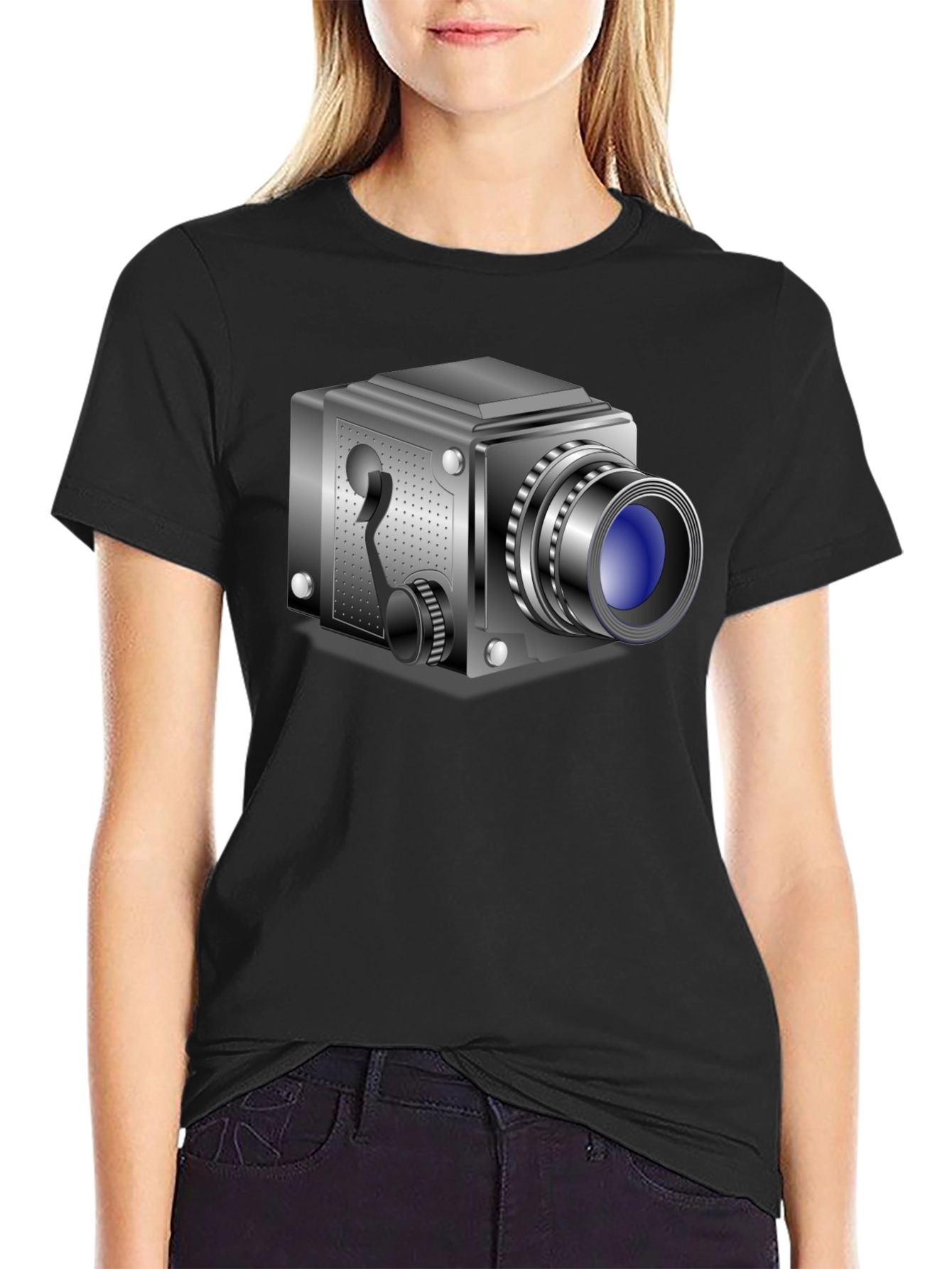 Vintage Camera Graphic Black T-Shirt