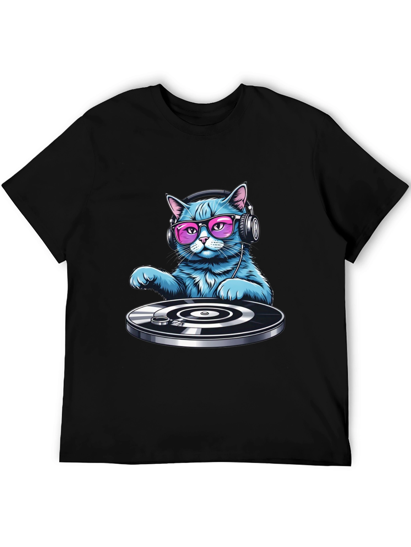 DJ Cat Graphic T-Shirt - Cool Cat with Headphones