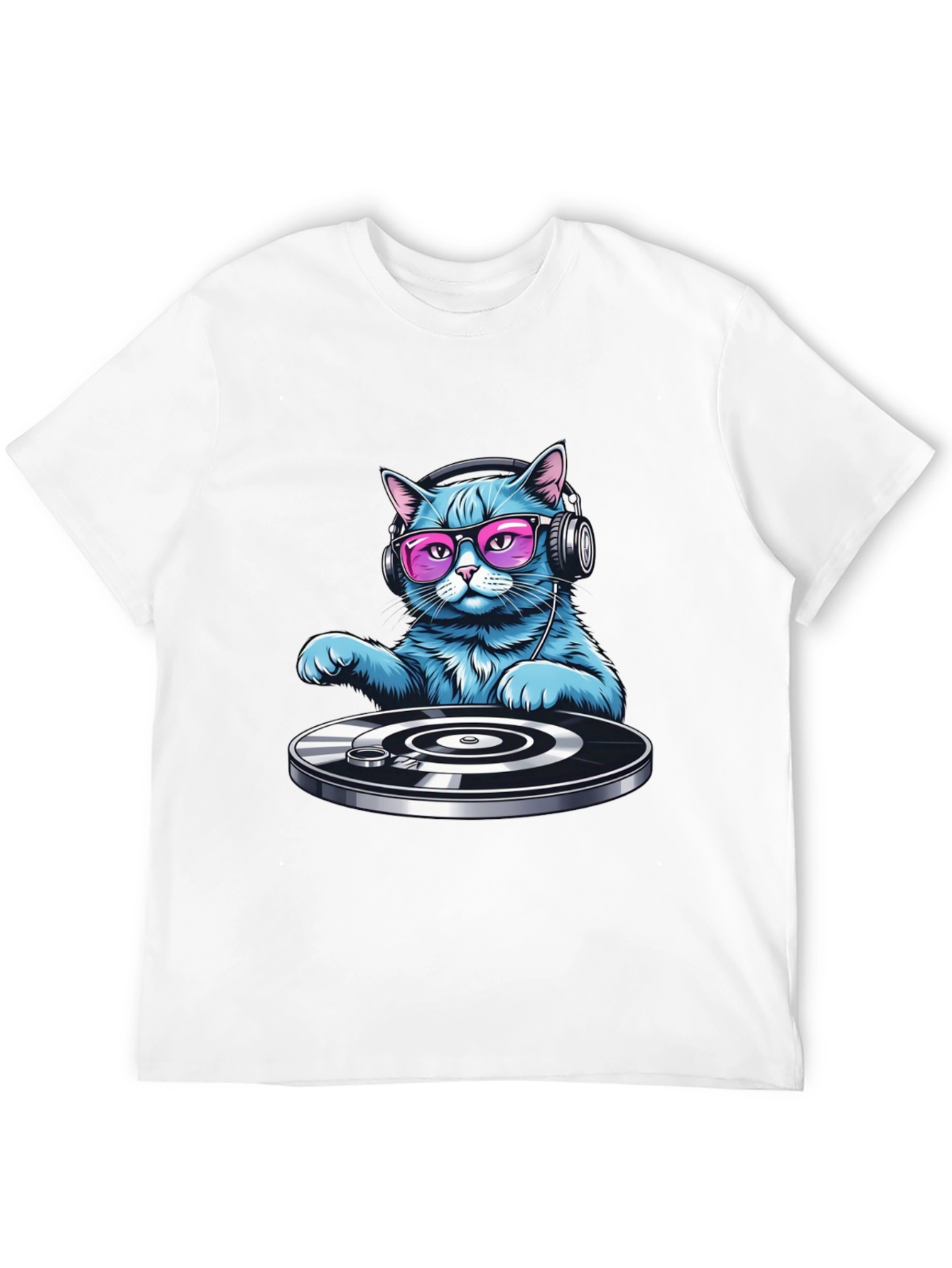 DJ Cat Graphic T-Shirt - Cool Cat with Headphones