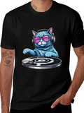 DJ Cat Graphic T-Shirt - Cool Cat with Headphones