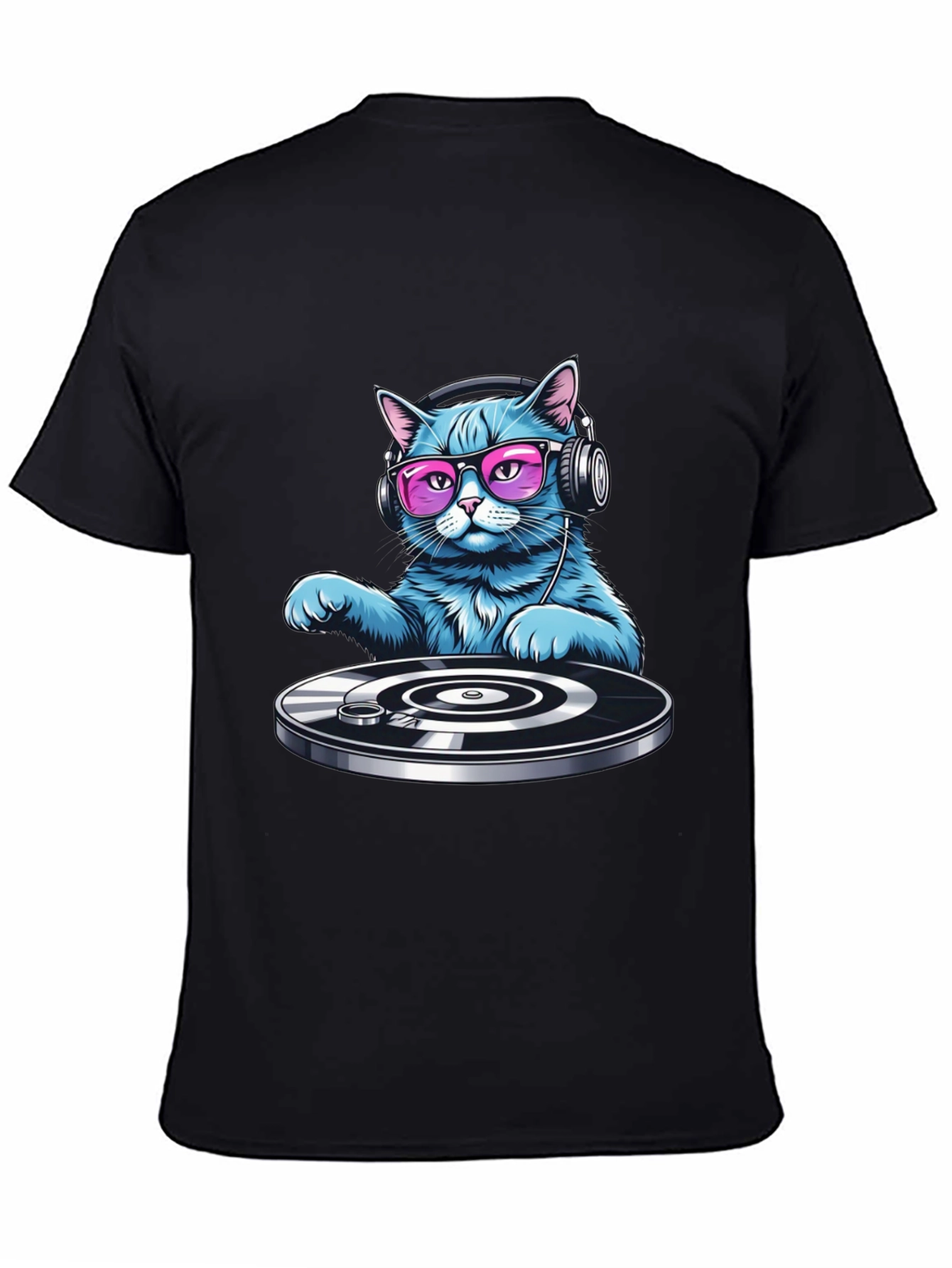 DJ Cat Graphic T-Shirt - Cool Cat with Headphones