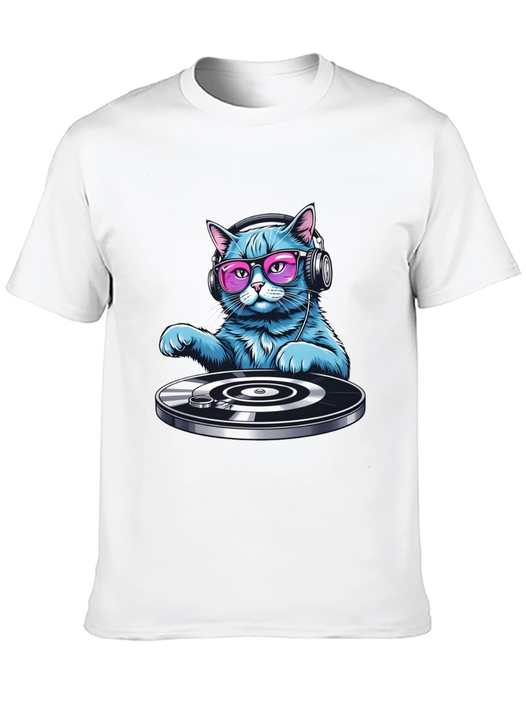 DJ Cat Graphic T-Shirt - Cool Cat with Headphones