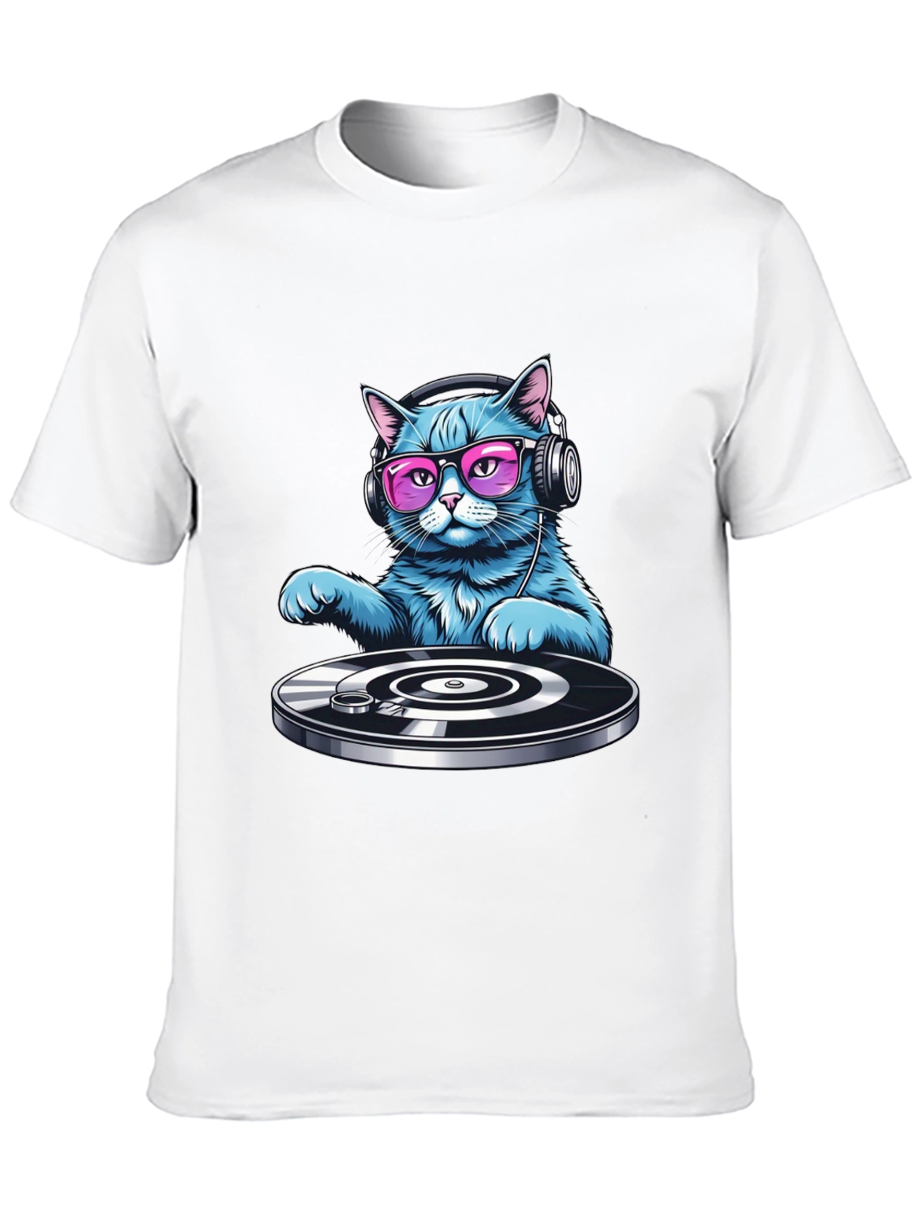DJ Cat Graphic T-Shirt - Cool Cat with Headphones