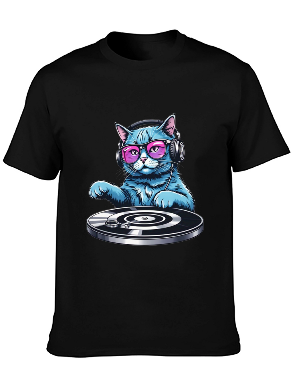 DJ Cat Graphic T-Shirt - Cool Cat with Headphones