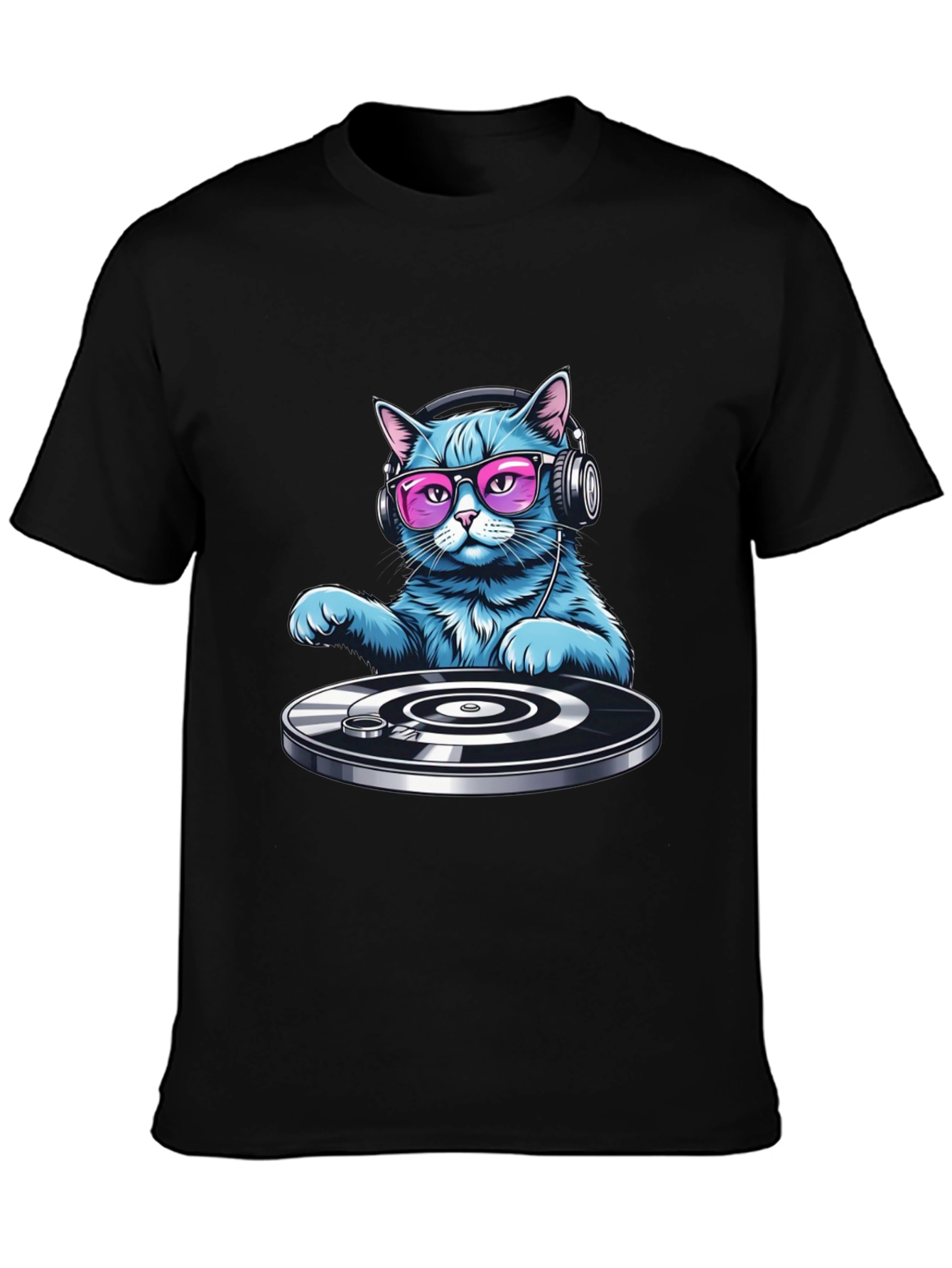 DJ Cat Graphic T-Shirt - Cool Cat with Headphones