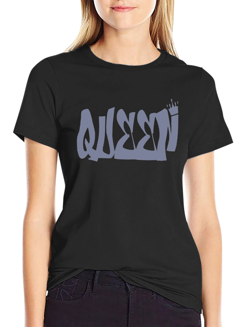 Queen Crown Graphic T-Shirt - Black