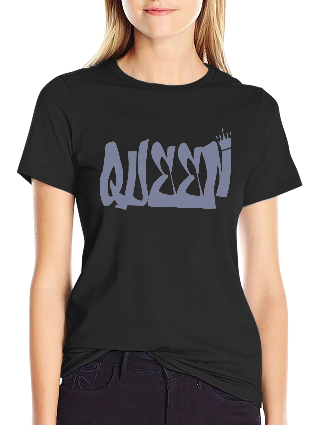 Queen Crown Graphic T-Shirt - Black