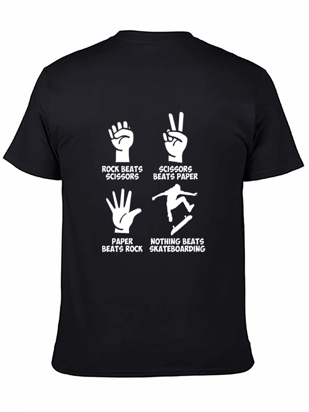 Rock Paper Scissors Skateboarding Black T-Shirt