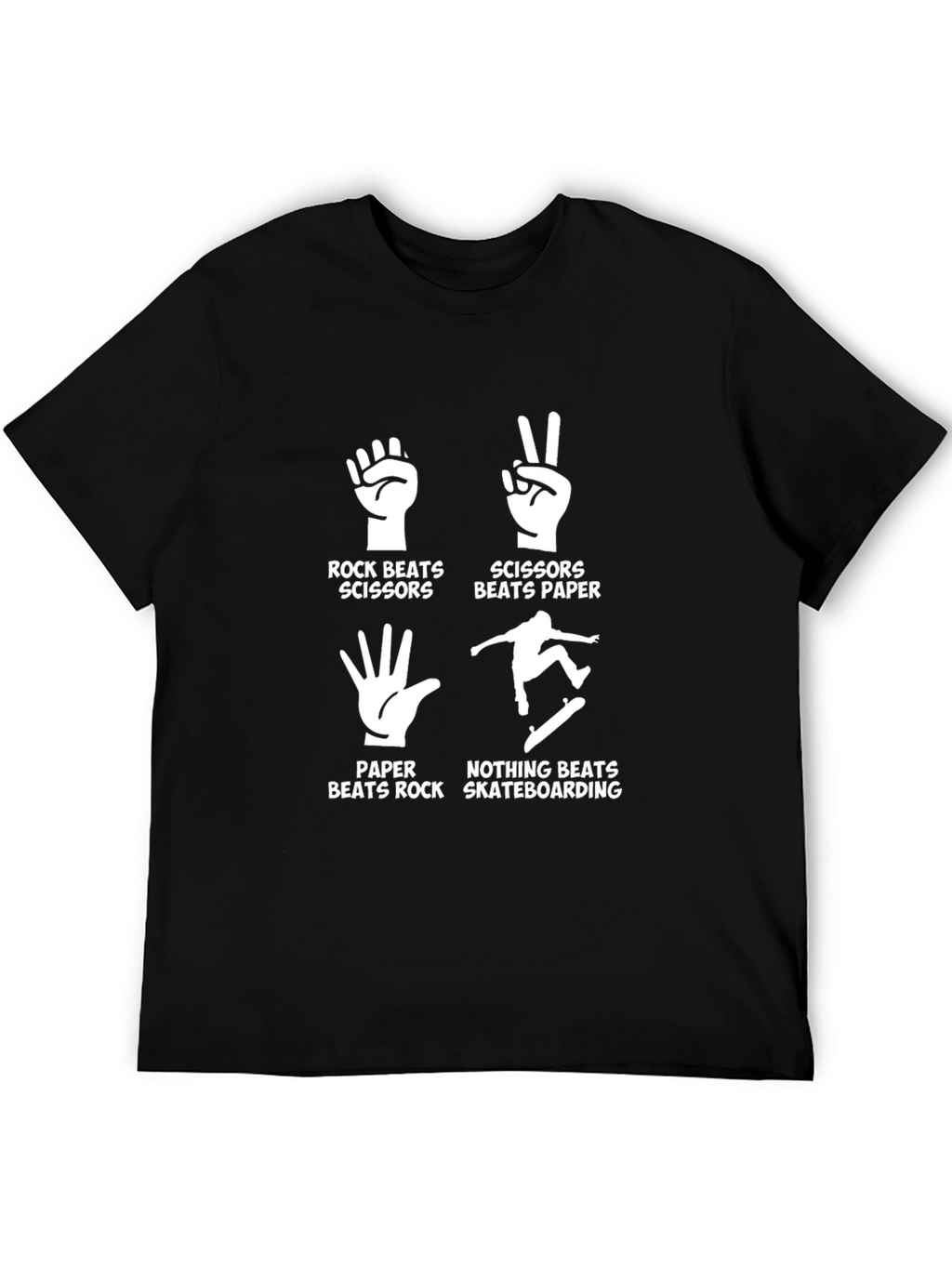 Rock Paper Scissors Skateboarding Black T-Shirt