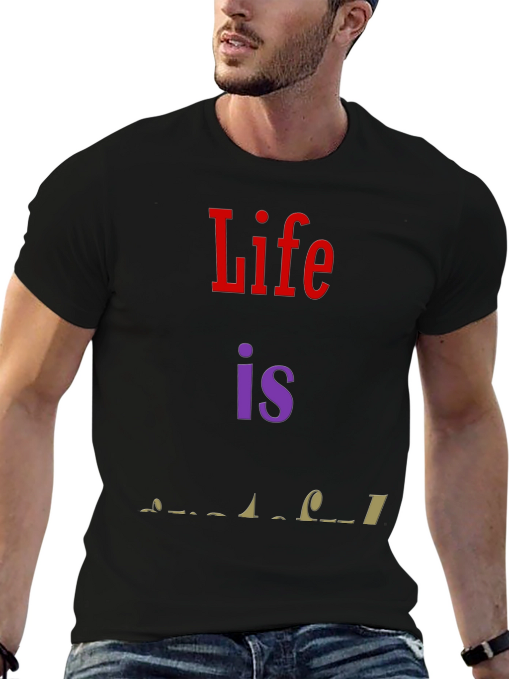Life is Wonderful Graphic T-Shirt - Black