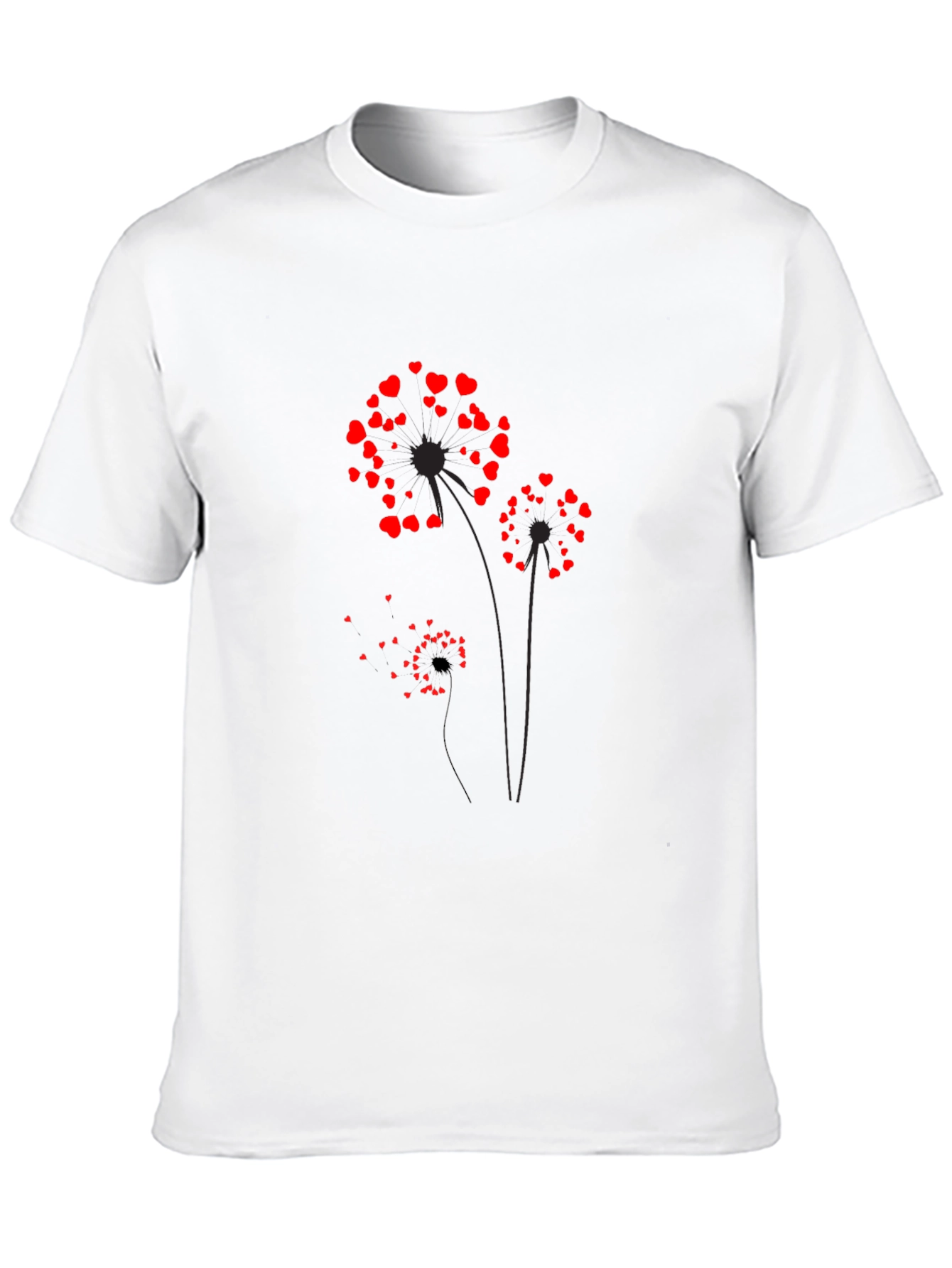 Heart Dandelion Graphic Tee - Black Cotton Blend