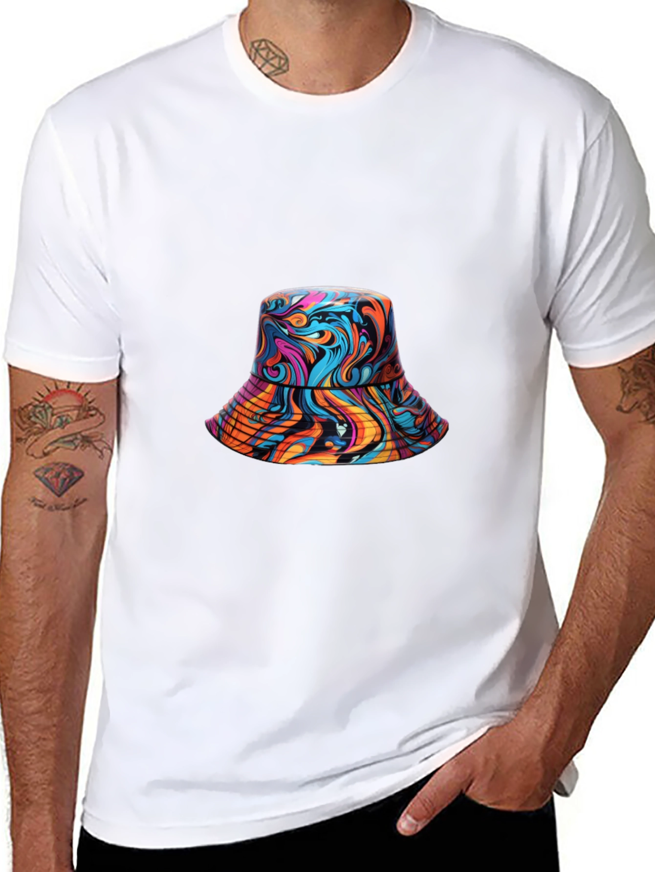 Vibrant Swirl Bucket Hat Graphic Tee