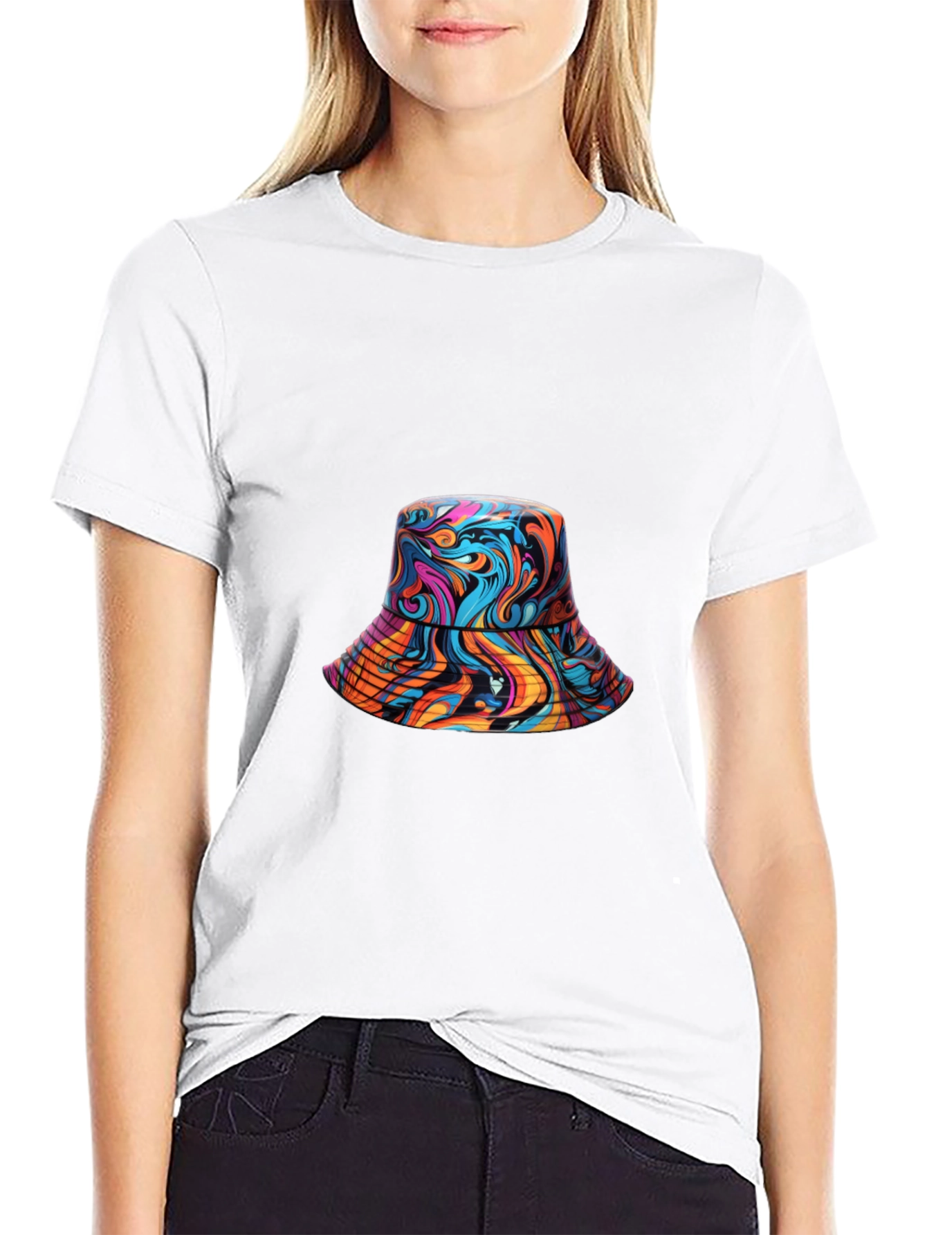Vibrant Swirl Bucket Hat Graphic Tee