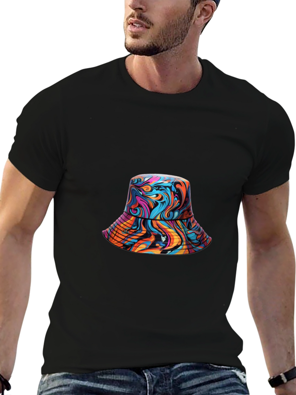 Vibrant Swirl Bucket Hat Graphic Tee