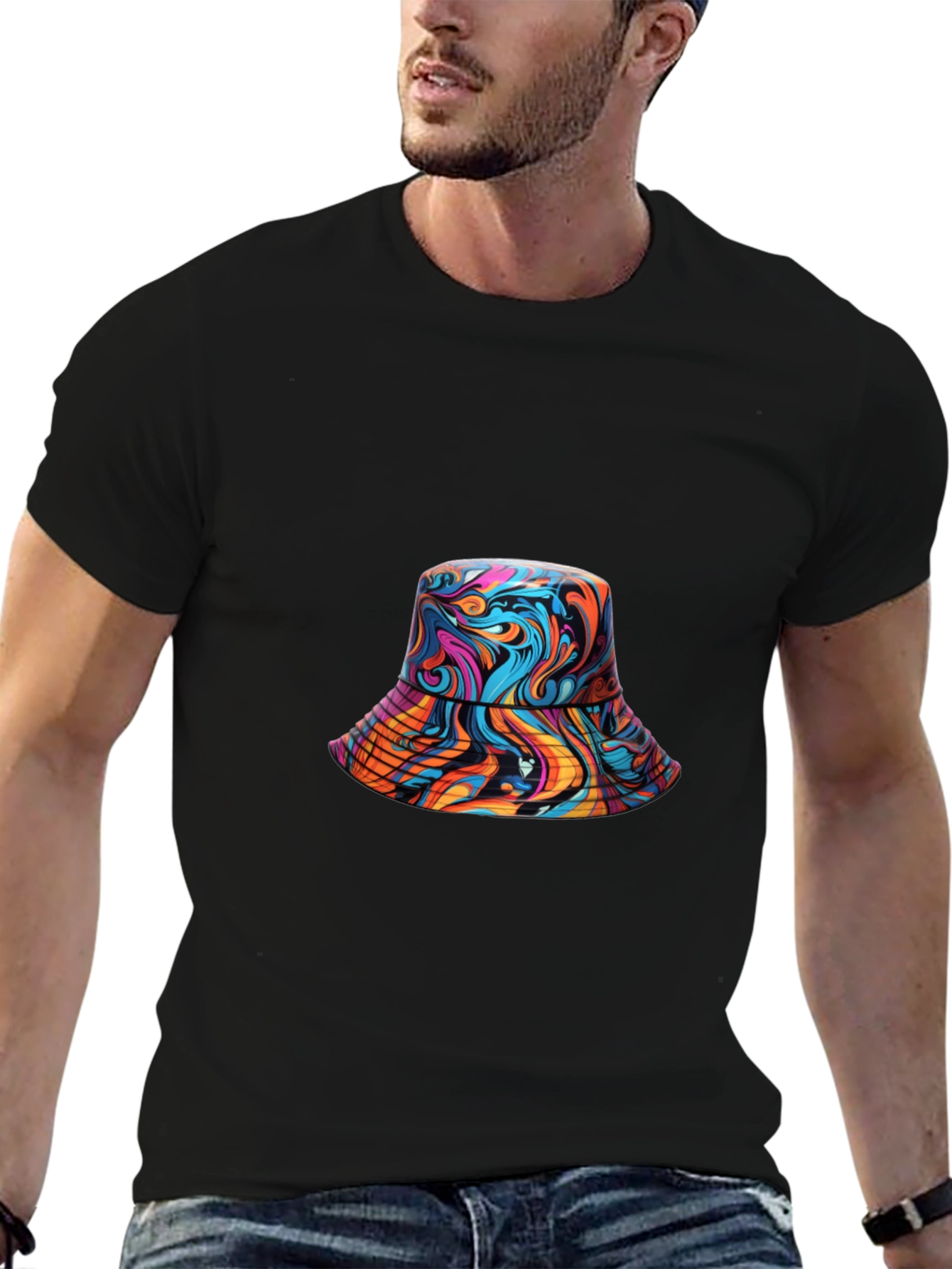 Vibrant Swirl Bucket Hat Graphic Tee
