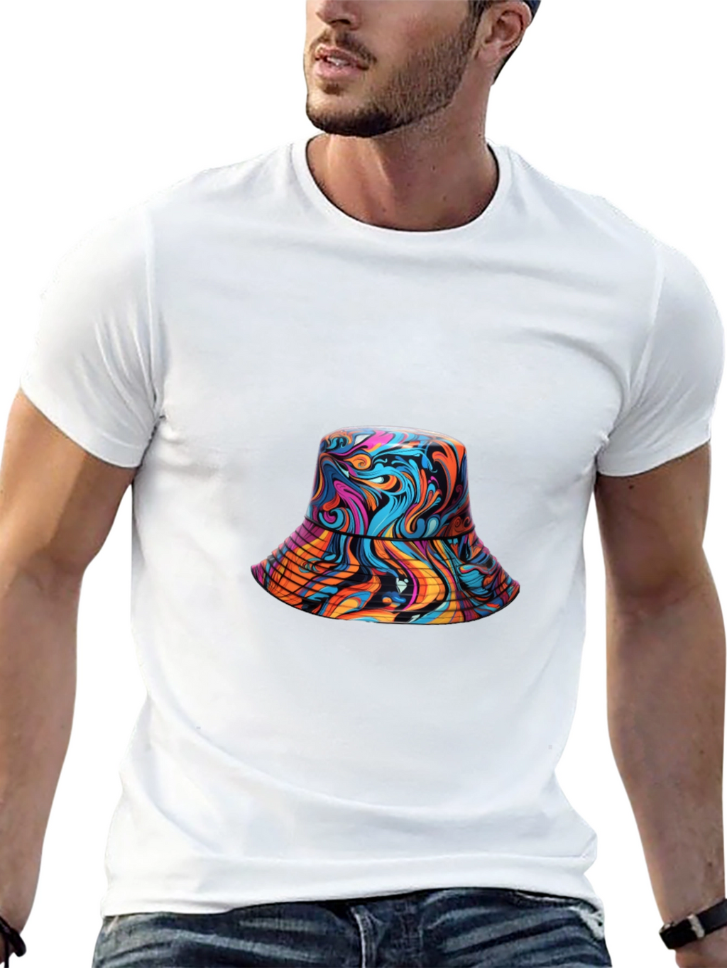 Vibrant Swirl Bucket Hat Graphic Tee