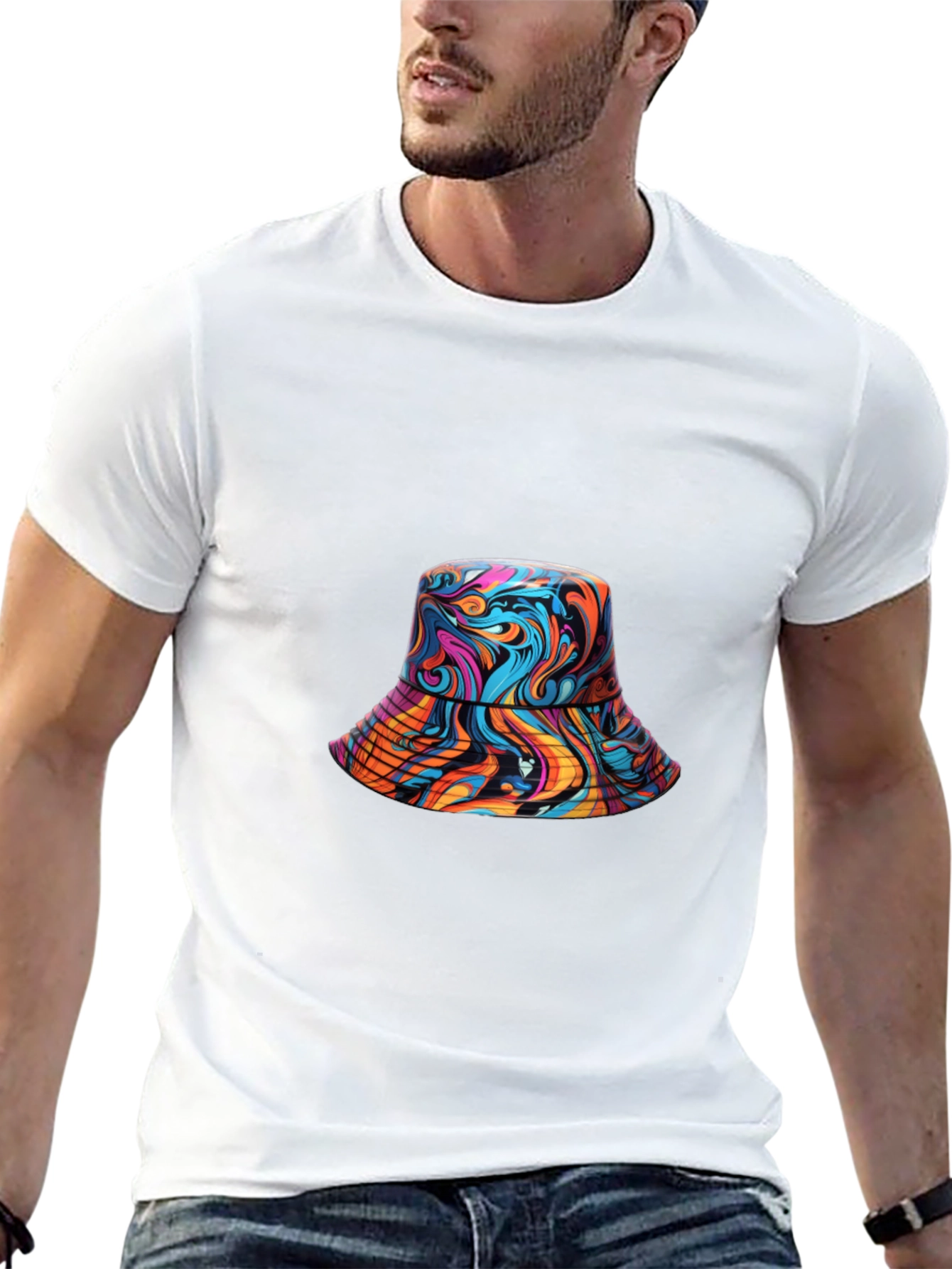 Vibrant Swirl Bucket Hat Graphic Tee