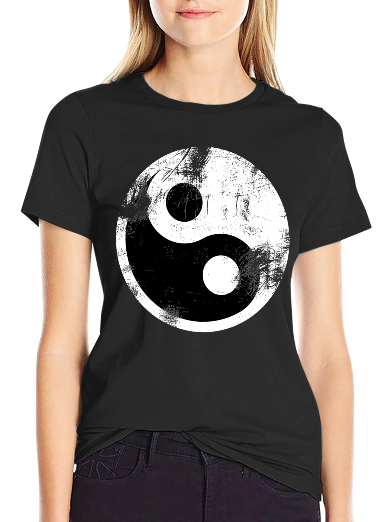 Yin Yang Graphic Tee - Distressed Print