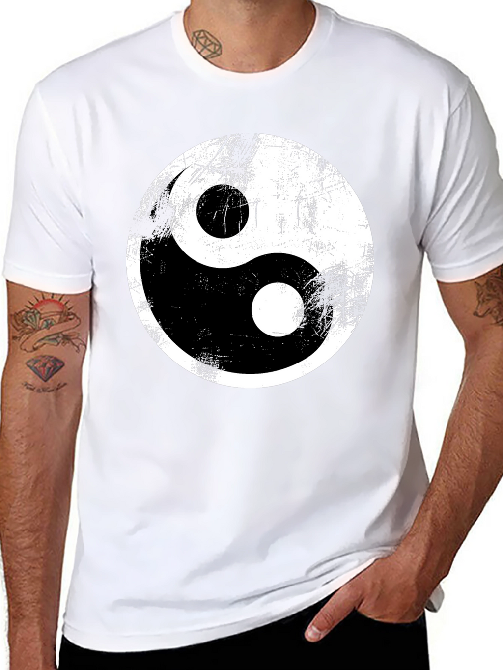 Yin Yang Graphic Tee - Distressed Print