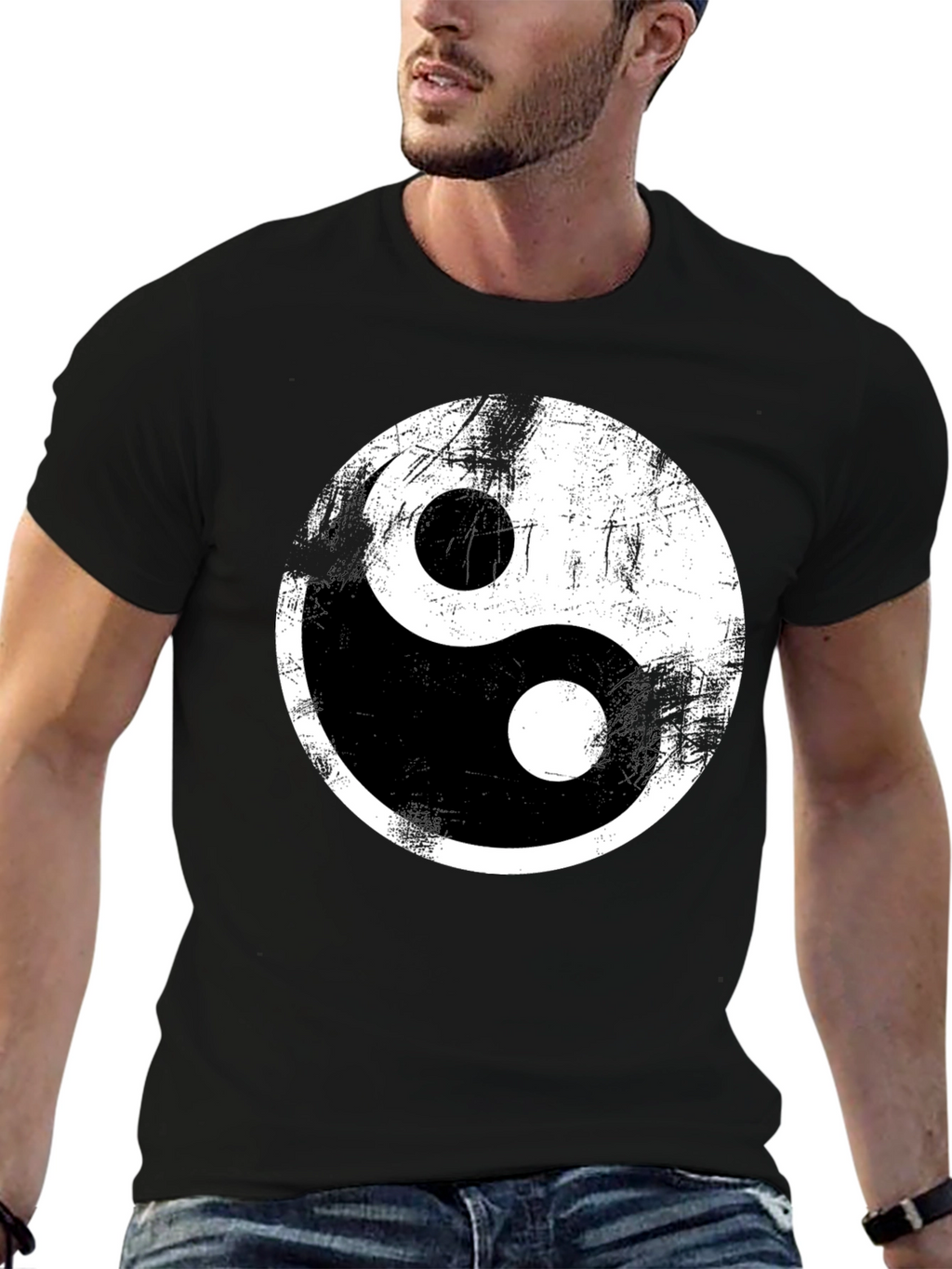 Yin Yang Graphic Tee - Distressed Print