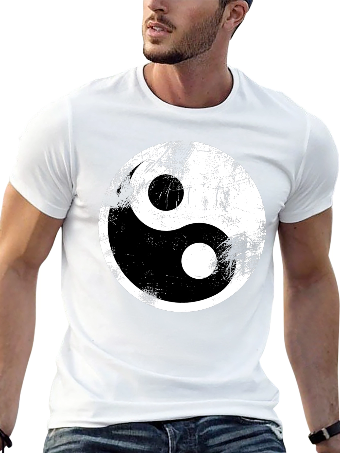 Yin Yang Graphic Tee - Distressed Print