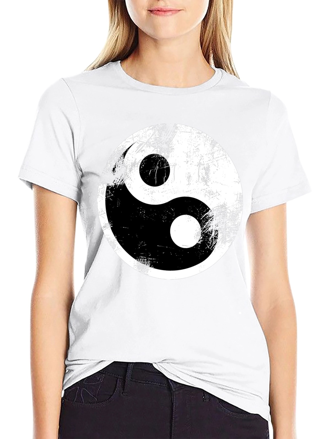 Yin Yang Graphic Tee - Distressed Print