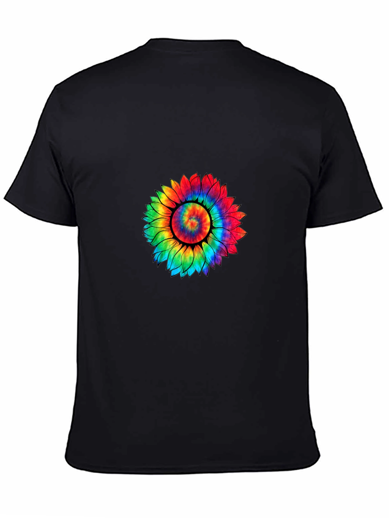 Tie-Dye Sunflower Graphic Tee - Black