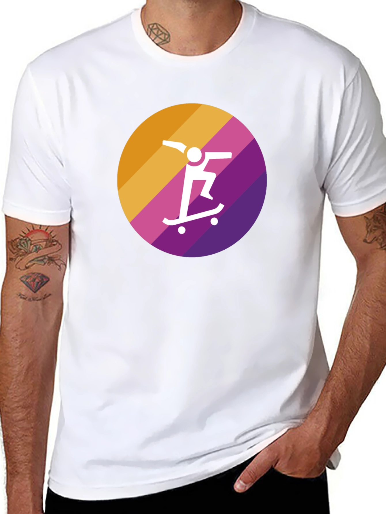 Skateboarder Graphic Tee - Black Cotton Blend