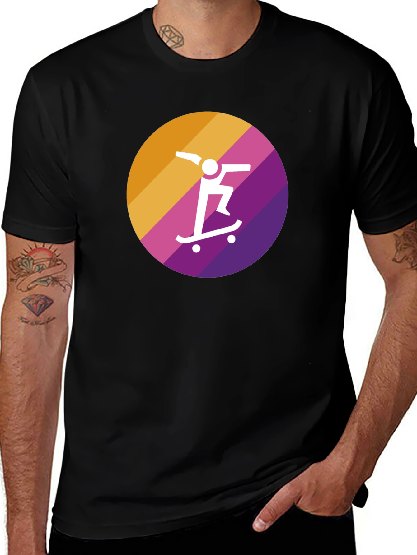 Skateboarder Graphic Tee - Black Cotton Blend