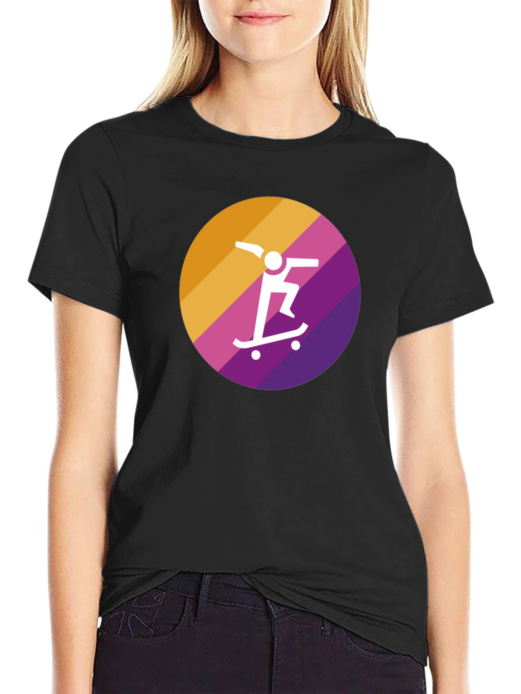 Skateboarder Graphic Tee - Black Cotton Blend