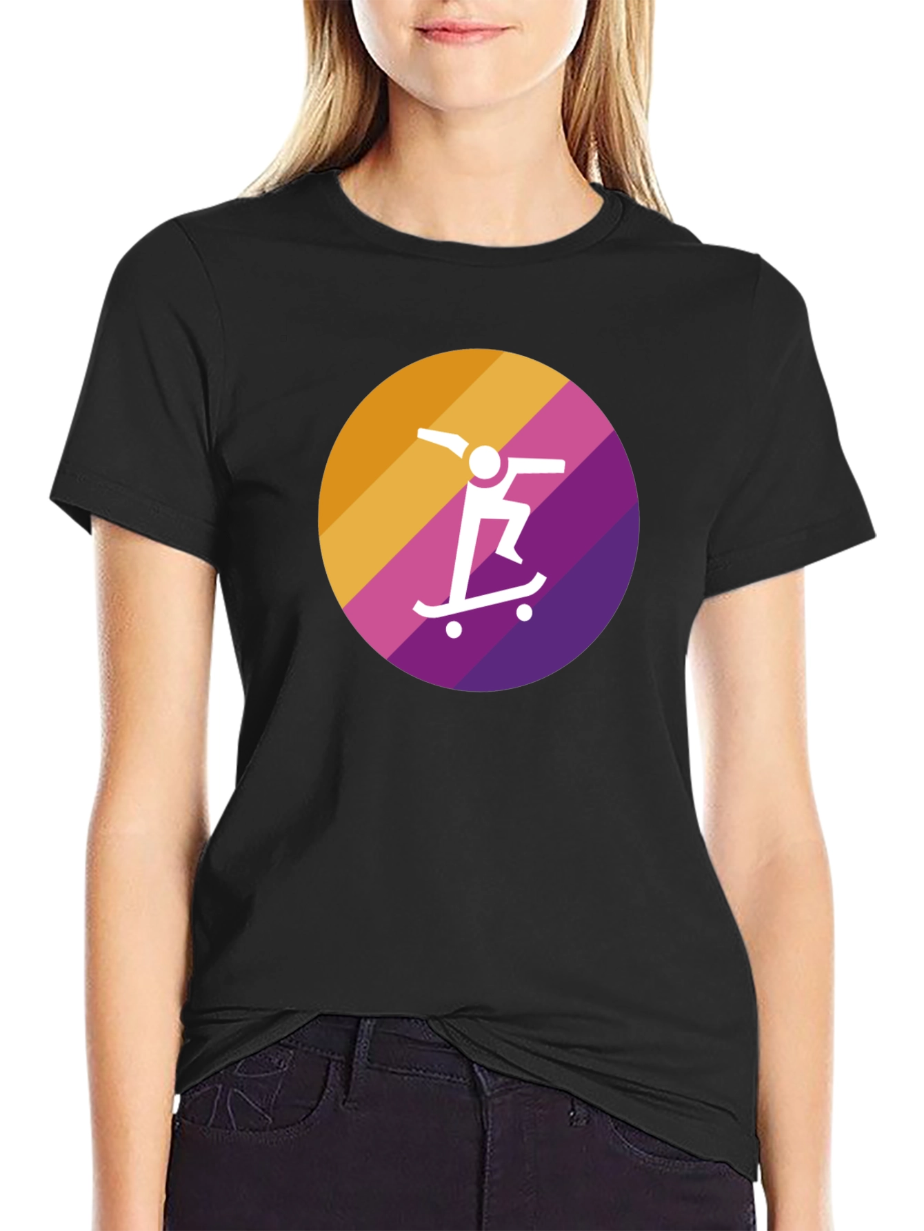 Skateboarder Graphic Tee - Black Cotton Blend